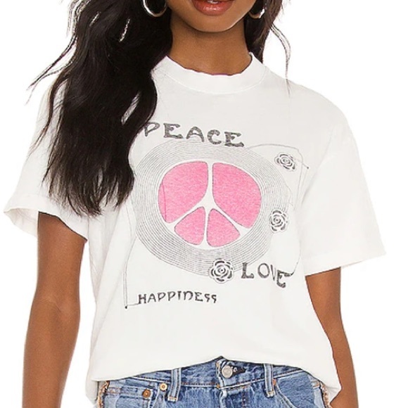 (A2) REVOLVE SIXTHREESEVEN Graphic Tee in Peace Vintage White Size Medium, NWOT - Picture 3 of 12